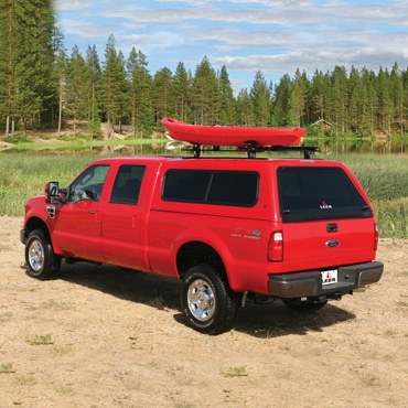 Rear view of a red truck